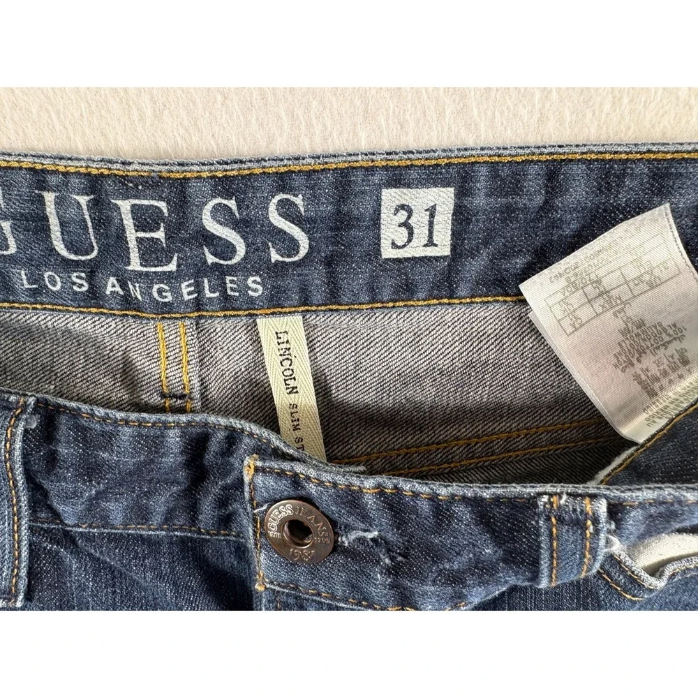 Guess Los Angeles Lincoln Slim Straight Fit Jeans 31 Blue Denim Authentic Casual